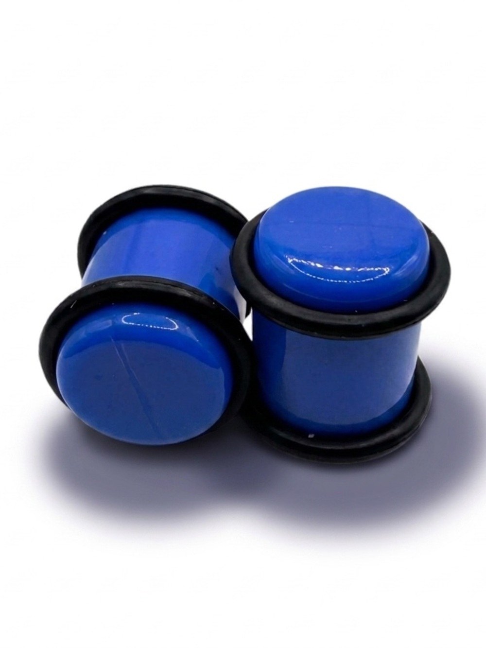 Pair 00g Blue Acrylic Ear Gauges Plugs Body Piercing Jewelry Grooved 1 Pair